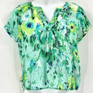 ST. JOHNS BAY Sheer Floral Top 0072